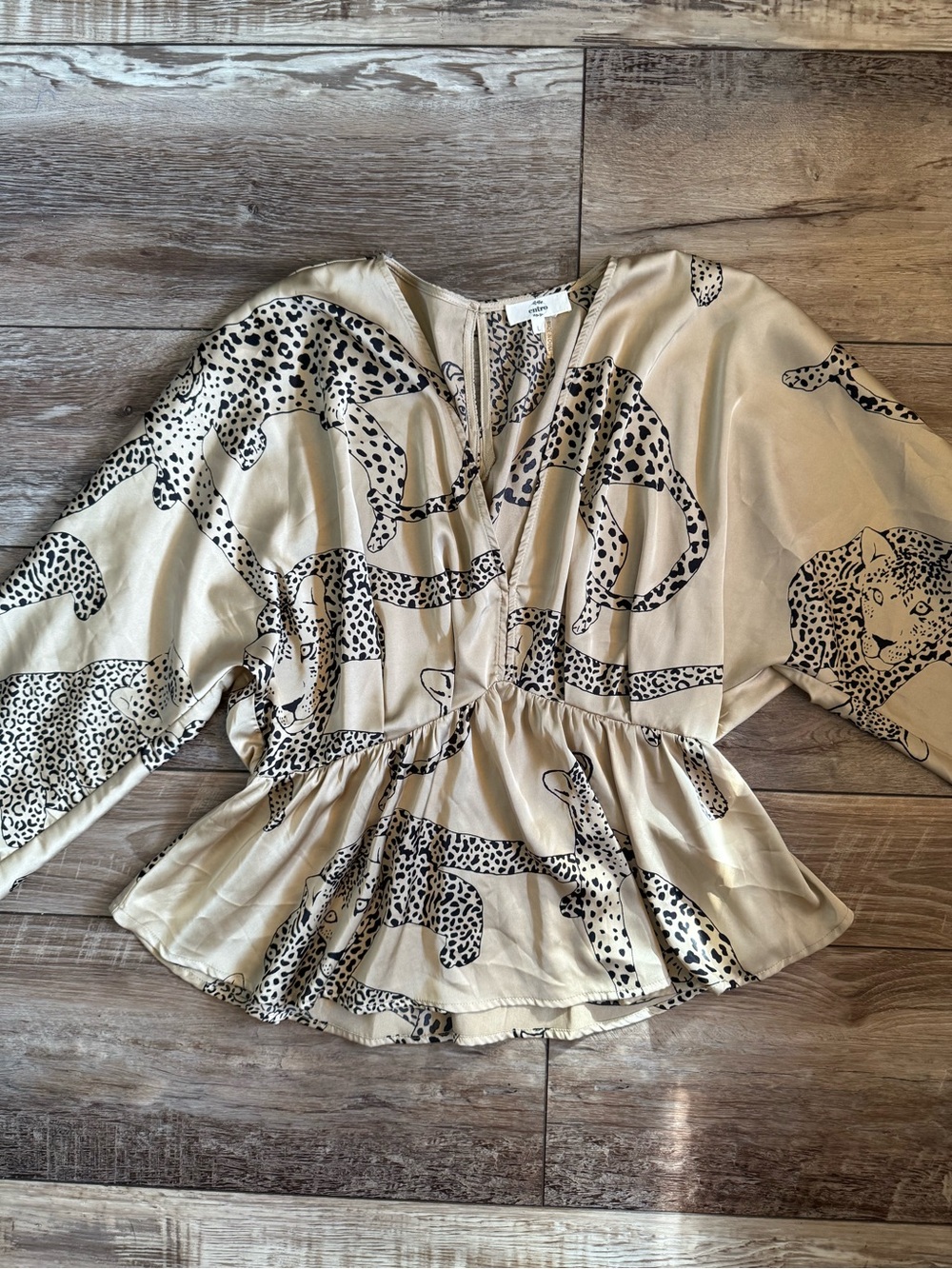 Entro Beige Leopard Print Womens Top
